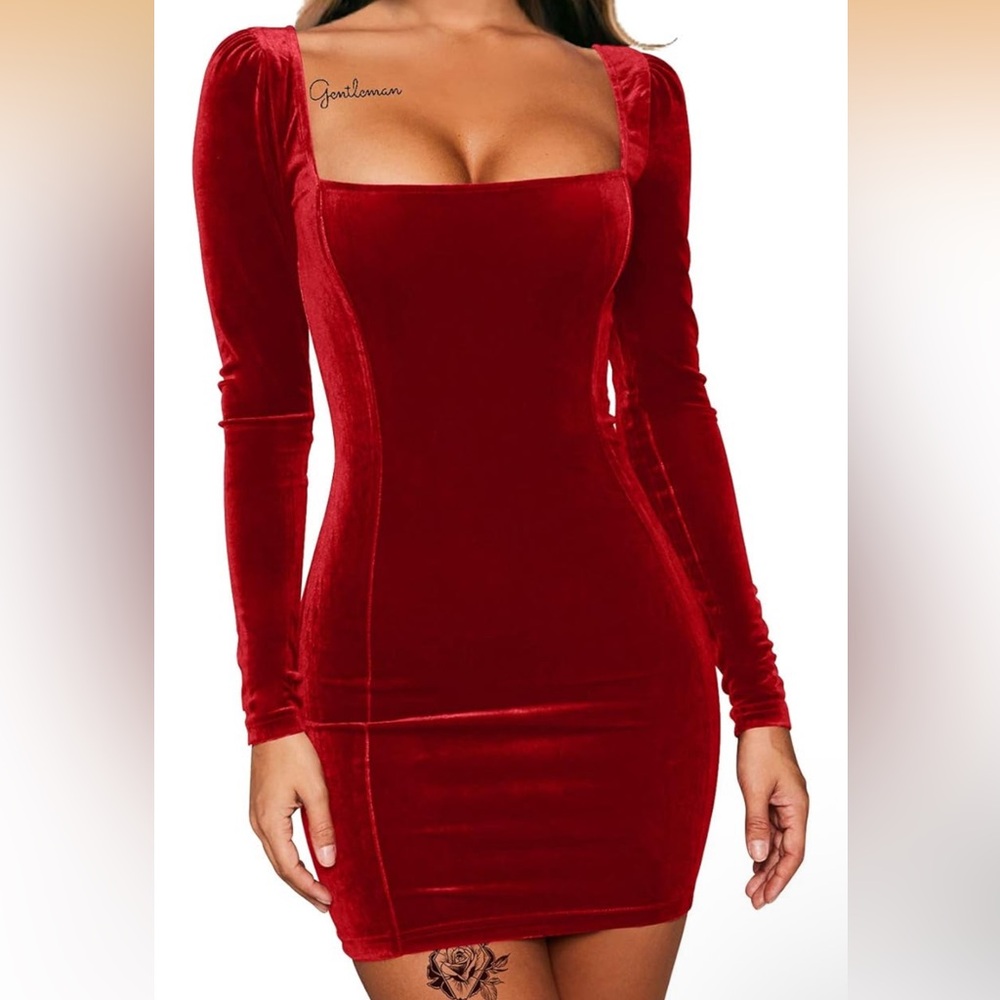 Elegant Red Velvet Dress